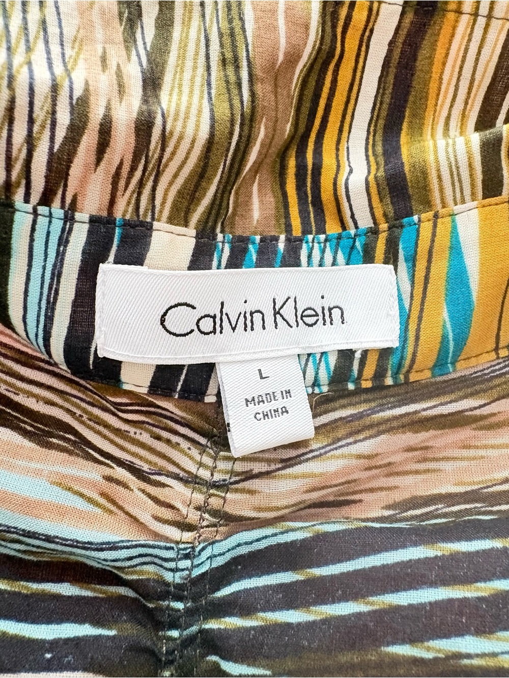 Calvin Klein Multi-Color Striped Button Front Top - Picture 2 of 2